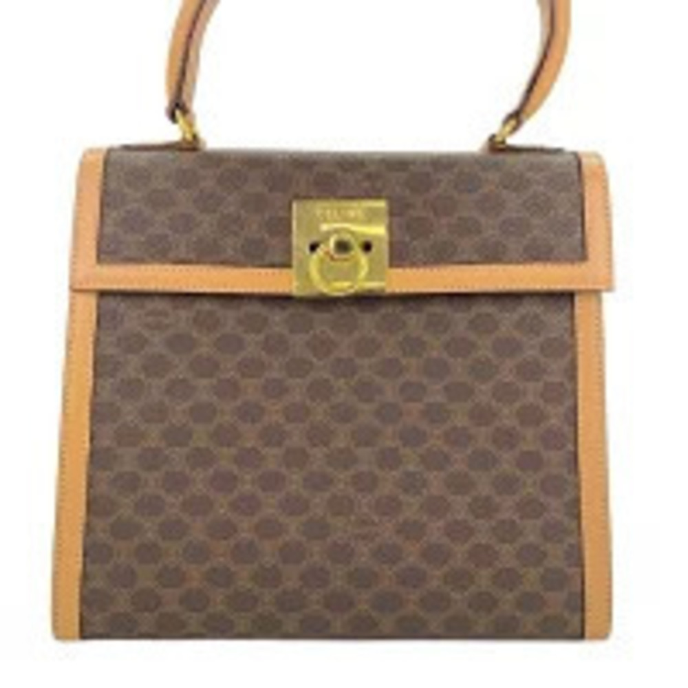 Celine Leather Macadam Handbag Brown